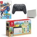 Nintendo Switch Console Animal Crossing: New Horizons Edition with Extra Wireless Controller, Pokemon Sword and Screen Cleaning Cloth