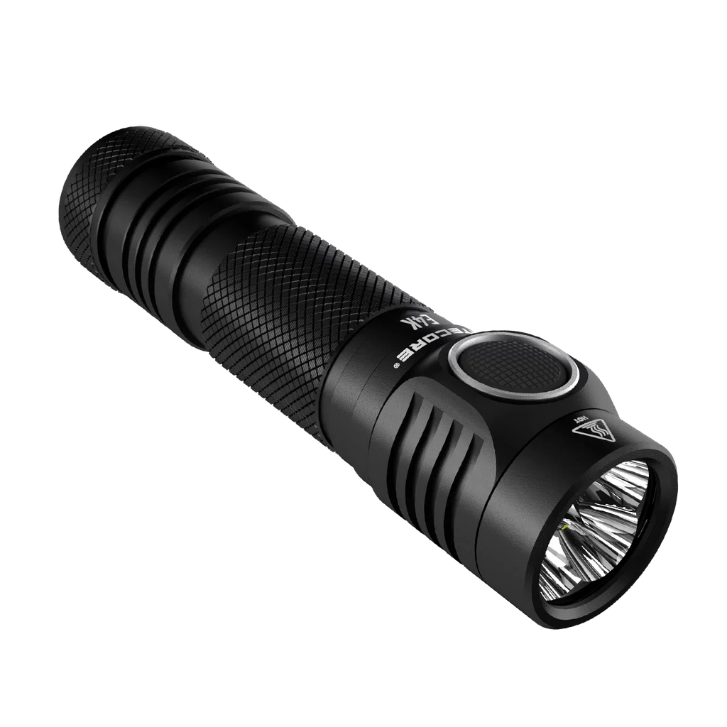 Combo: NITECORE E4K Next generation Flashlight - 4400 Lumens w/Tip Copper Keychain Light -360 Lumens