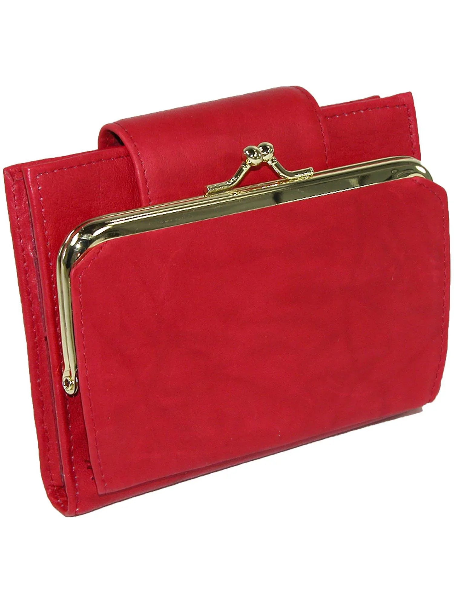 Womens Leather Attache Clutch Cardex Wallet and Coin Purse, Red
