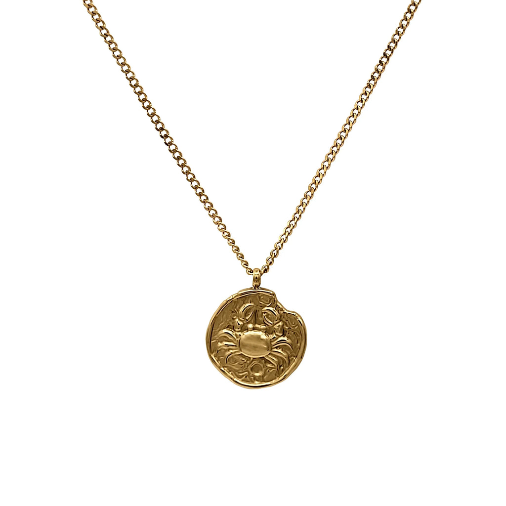 Blue Box Boutique Inc Gold Stainless Steel Cancer Zodiac Pendant Necklace Women, Teens | Horoscope, Birthday Gift