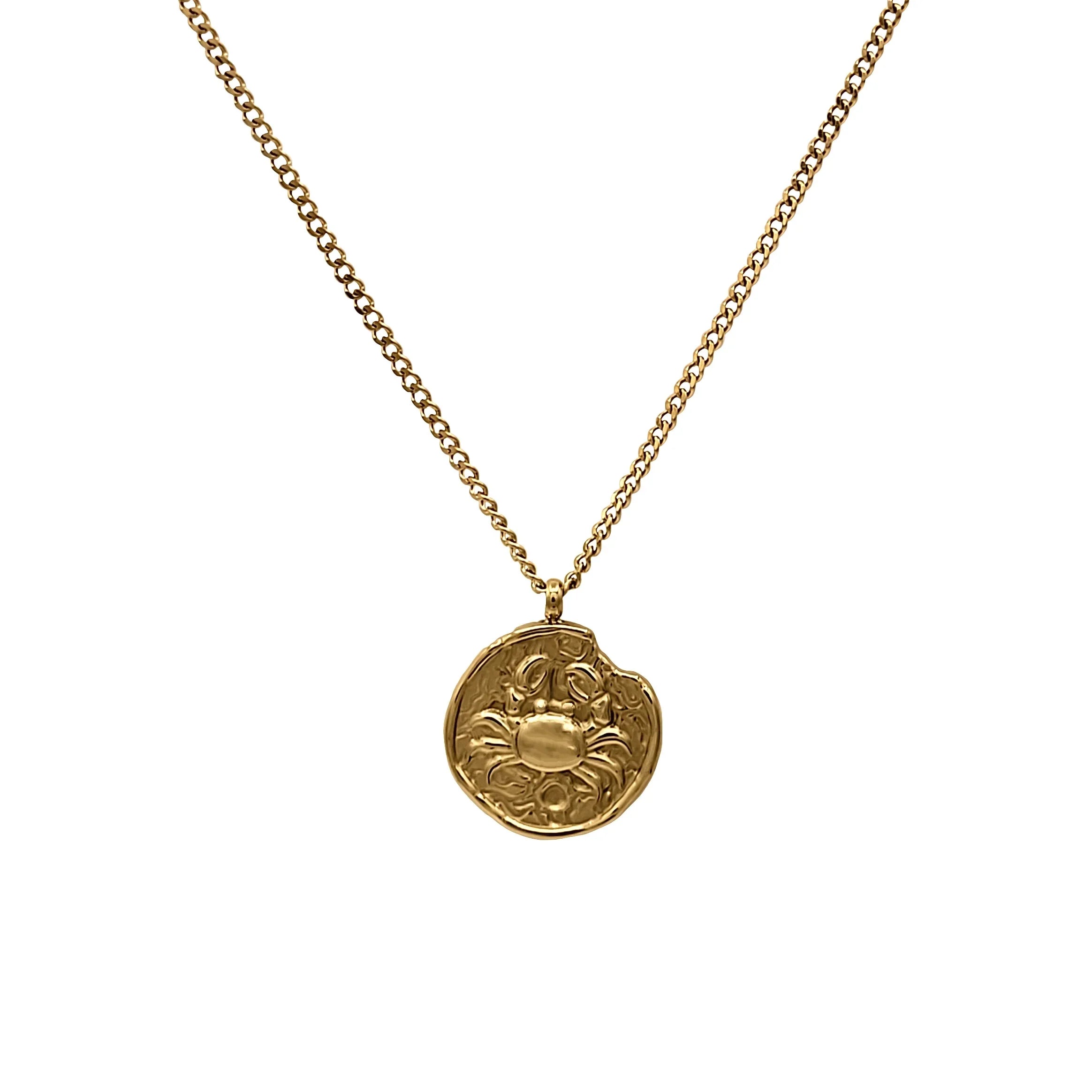 Blue Box Boutique Inc Gold Stainless Steel Cancer Zodiac Pendant Necklace Women, Teens | Horoscope, Birthday Gift