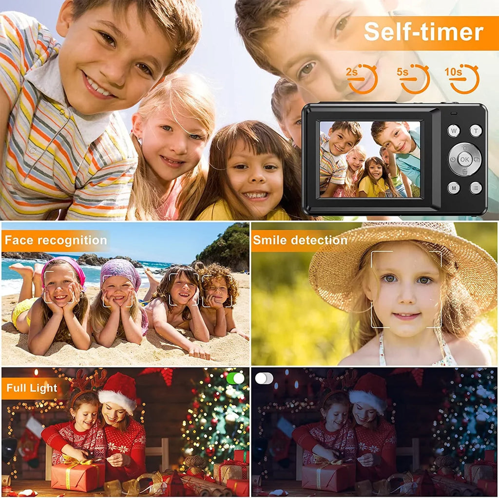 Digital Camera, FHD 1080P Digital Camera Kids Video Camera with 32GB SD 16X Digital Zoom, Compact Point