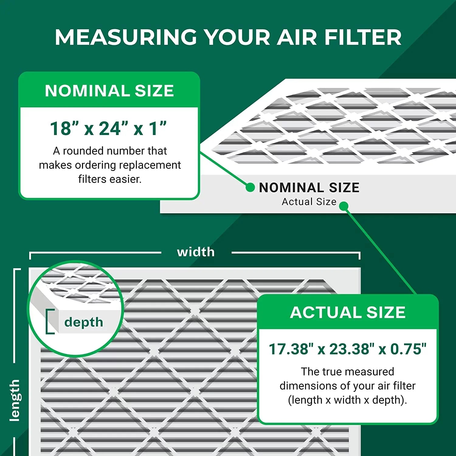 Filterbuy 18x24x1 MERV 11 Pleated HVAC AC Furnace Air Filters (6-Pack)