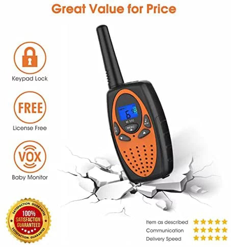 Two Way Radios Adults, FRS Walkie Talkie Long Range /Hands Free Walki Talki with Noise Cancelling Women Kids Camping Hiking Cruise Ship (Orange 2 in 1)