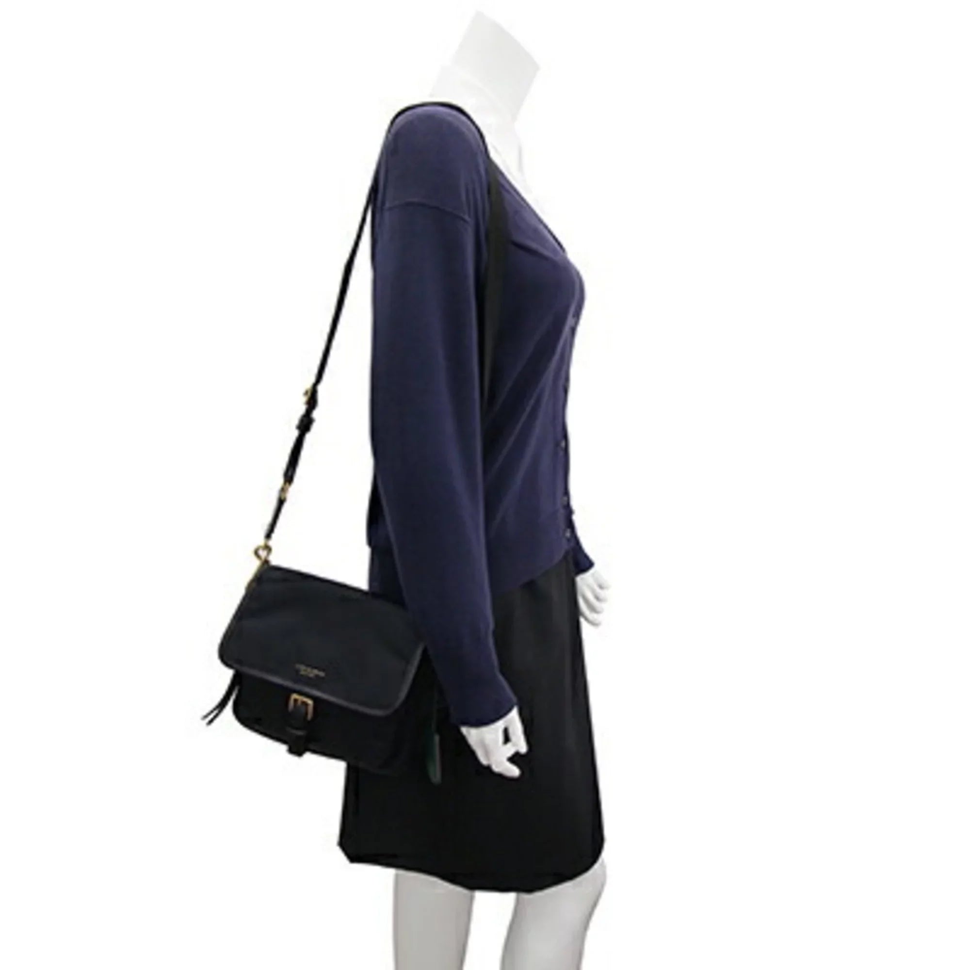Pre-Owned Tory Burch shoulder bag Perry 58044 black green nylon leather ladies TORY BURCH (Good)