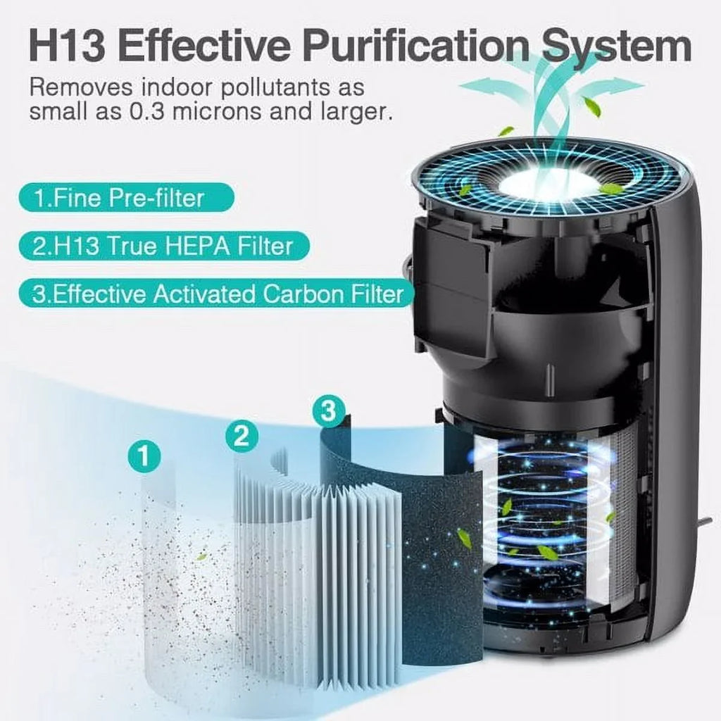 HiSmartLife Air Purifier Home Large Room 861 sq ft, H13 HEPA Filter Air Cleaner Bedroom Office