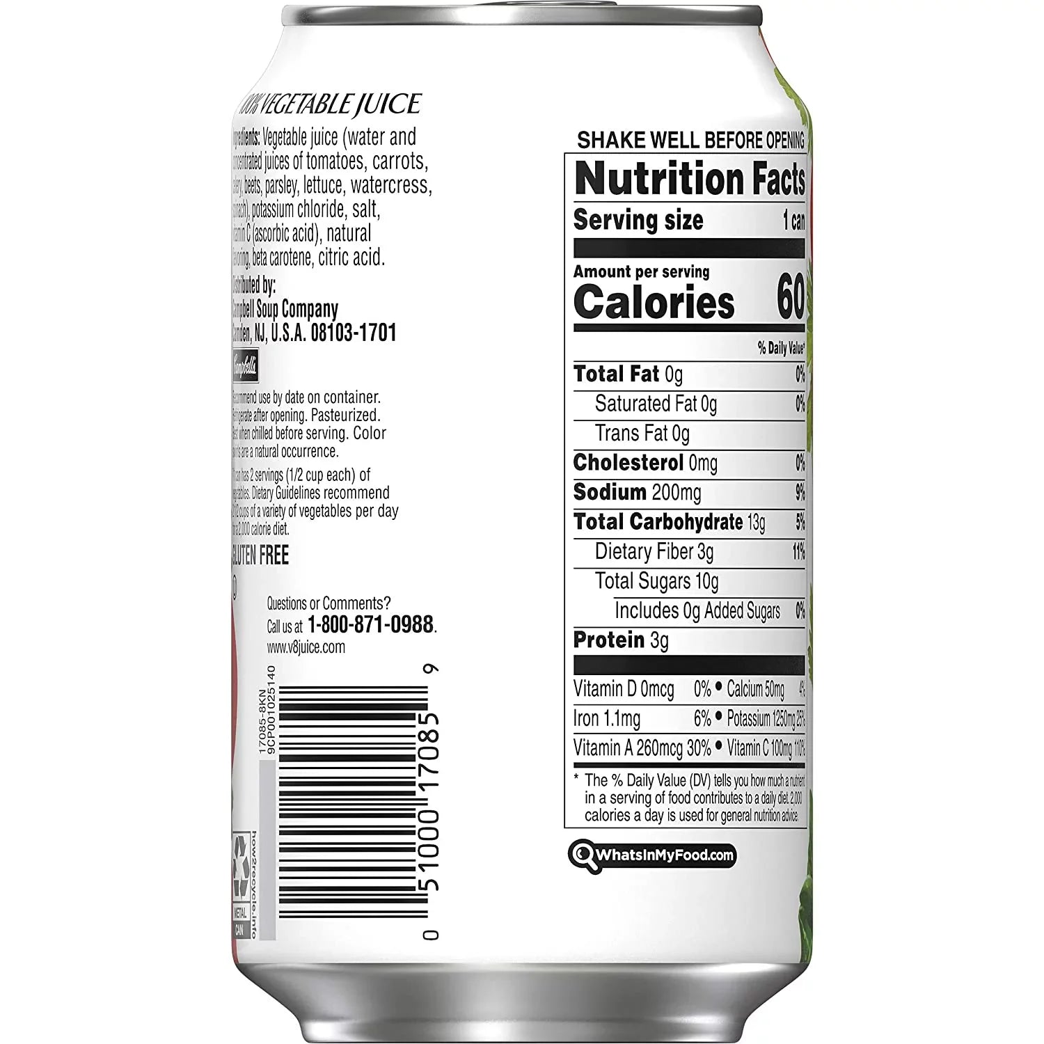 V8 Original Low Sodium 100% Vegetable Juice, 11.5 Oz. Can (Pack Of 24)