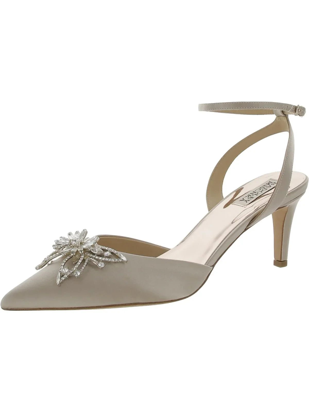 Badgley Mischka Womens Kaley Leather Sole Ankle Strap Pumps