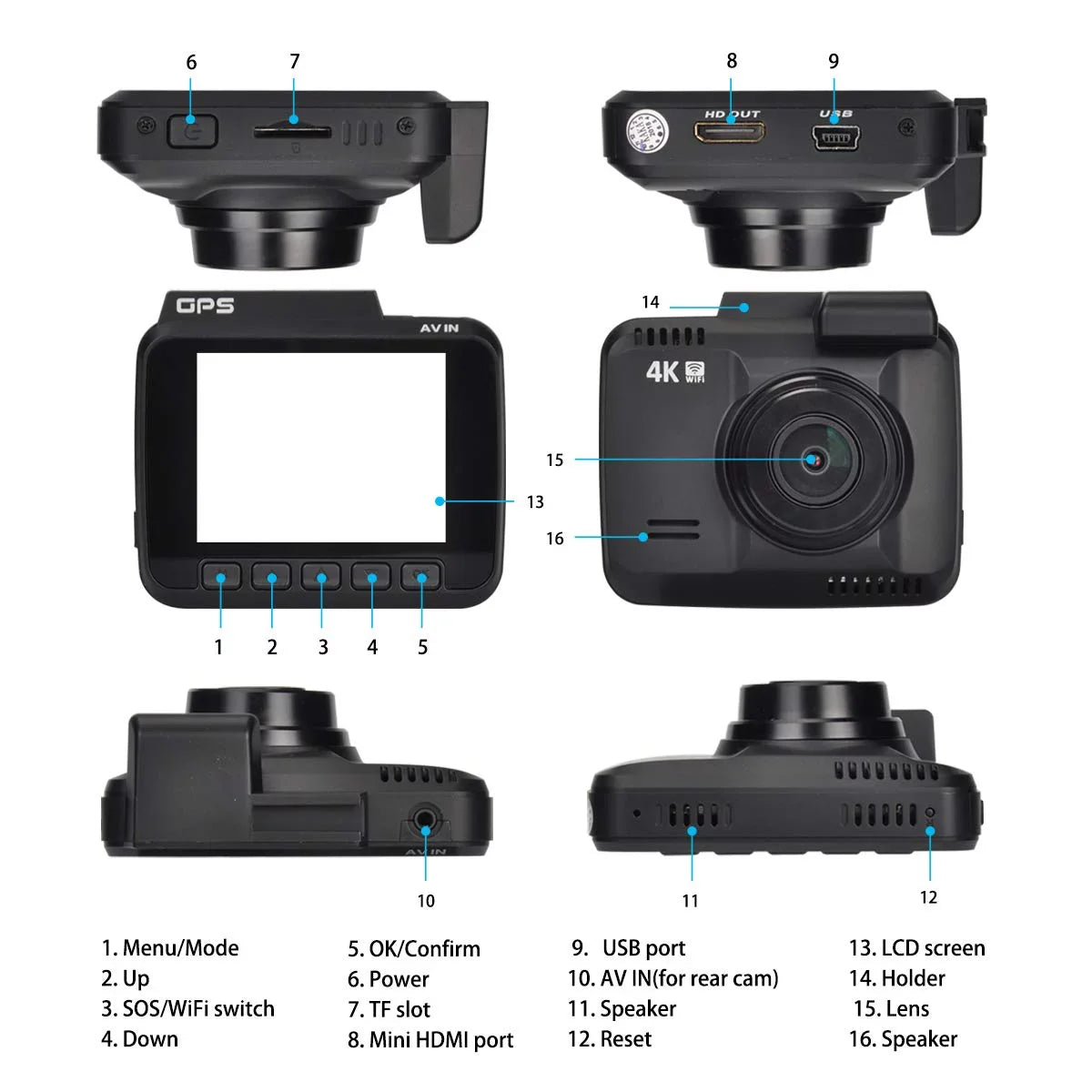 Iseebiz Dash Cam Built-in WiFi GPS, 2160P 24FPS Driving Recorder Car Dashboard Cam, App View, Novatek Chip, WDR, G-Sensor, Motion Detect, 150° Wide Angle, Loop Record, Parking Mode