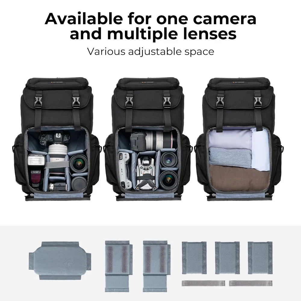 K&F CONCEPT Hard Shell Camera Backpack Waterproof SLR/DSLR Camera Bag 22L Large Capacity Photography Bag with 15.6 Inch Laptop Compartment Rain Coating Women Men Photographers