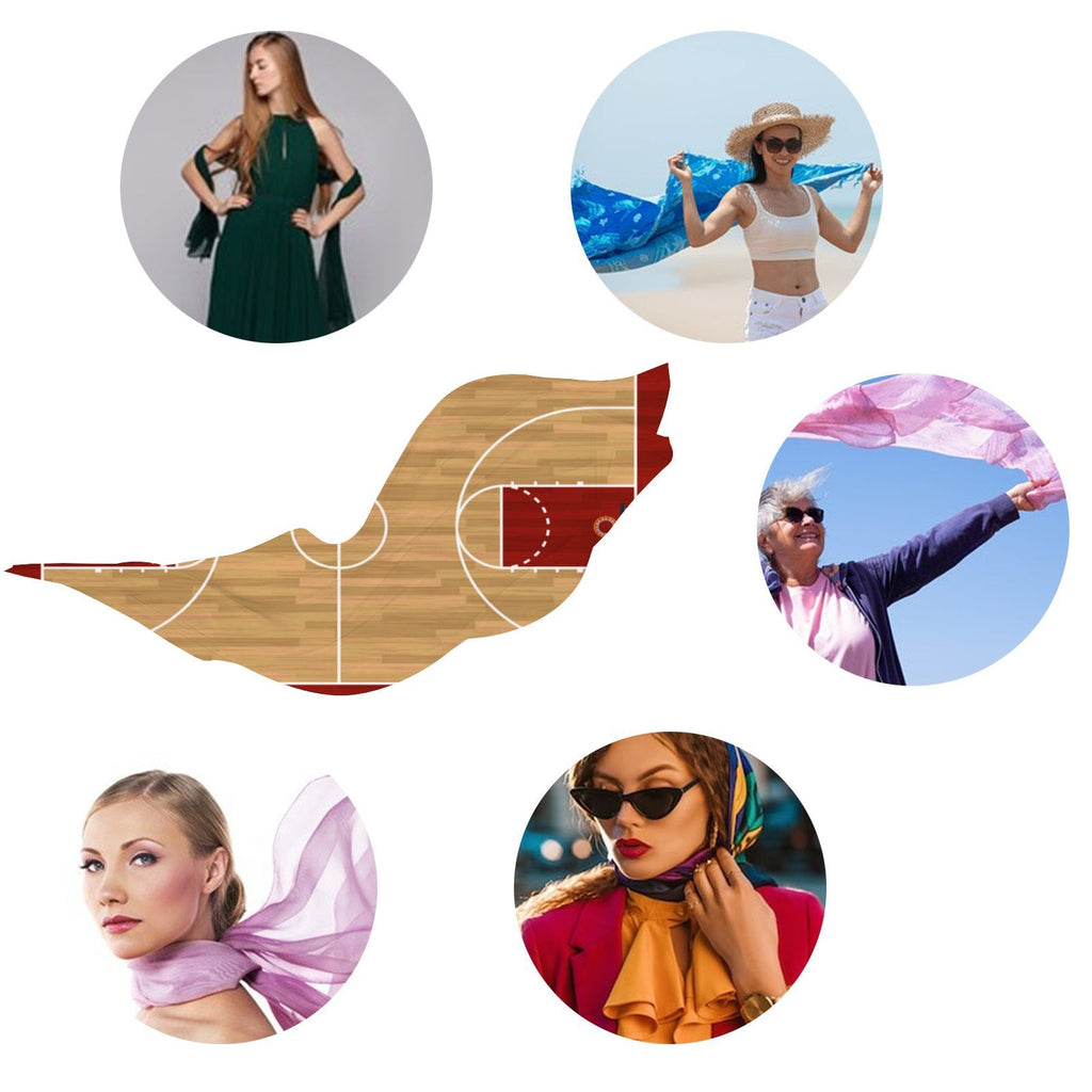 FREEAMG Football Pitch Silk Long Scarf Women Large Oblong Sunscreen Shawls Wraps Neck Headscarf Hair Wraps Gift Packed