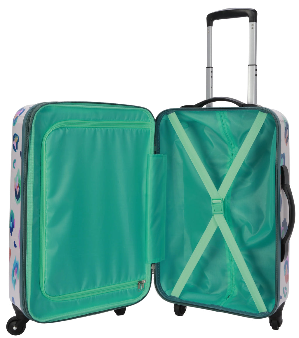 EttaVee Wild Child Leopard 21" Hardside Luggage, Cream Leopard Print