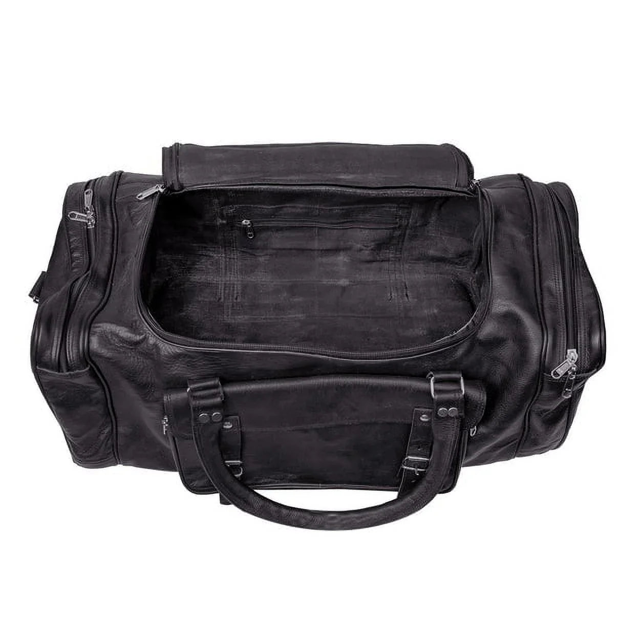 MaheTri 30" Black Leather Travel Duffel Weekender Bag Carry-on Overnight Bag Sports Duffel bag For men and Women