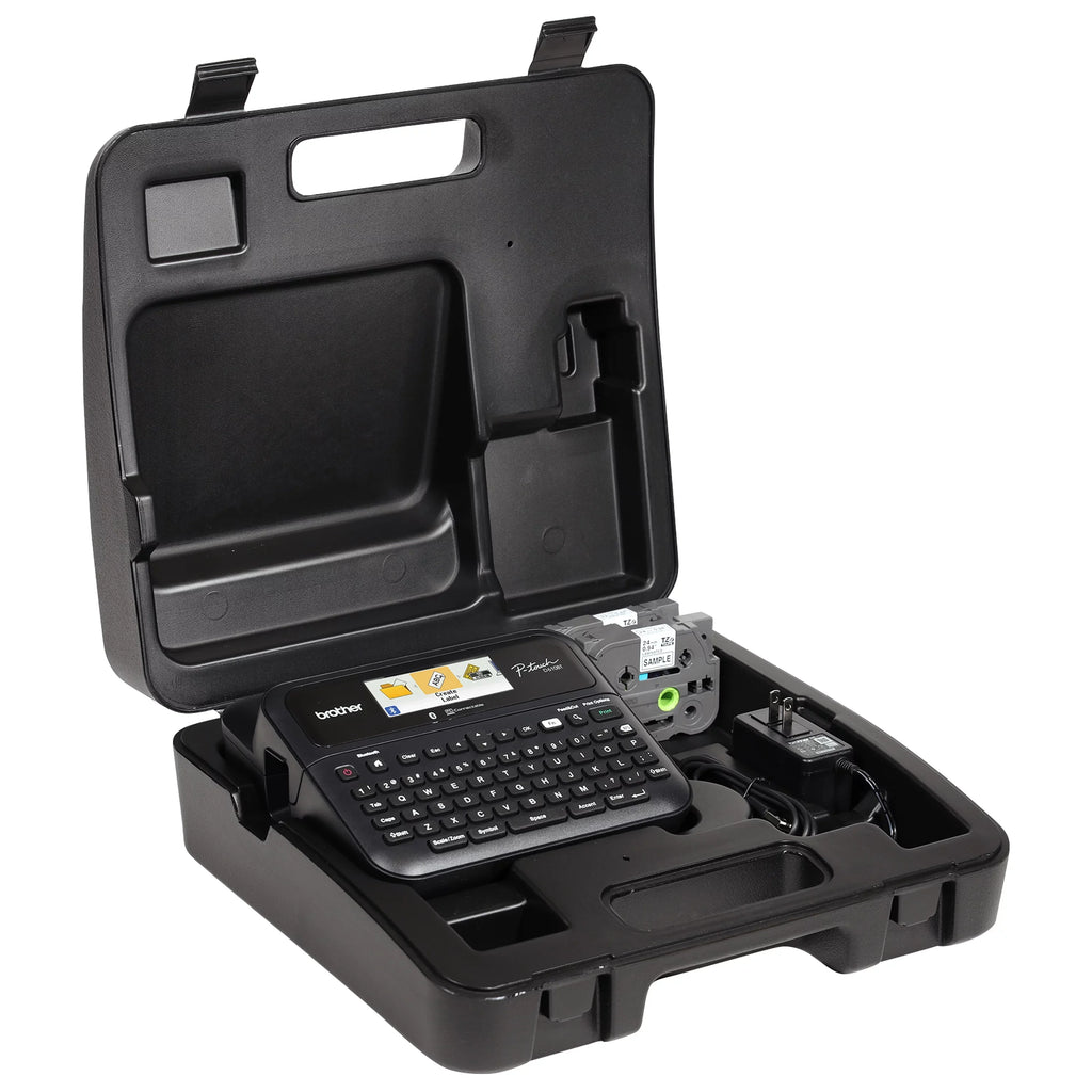 Brother P-touch Business Professional Connected Label Maker PT-D610BTVP with Bluetooth® Connectivity, includes carry case and 4m Black Print on Clear Sample Label Tape ~1/2” (12mm).