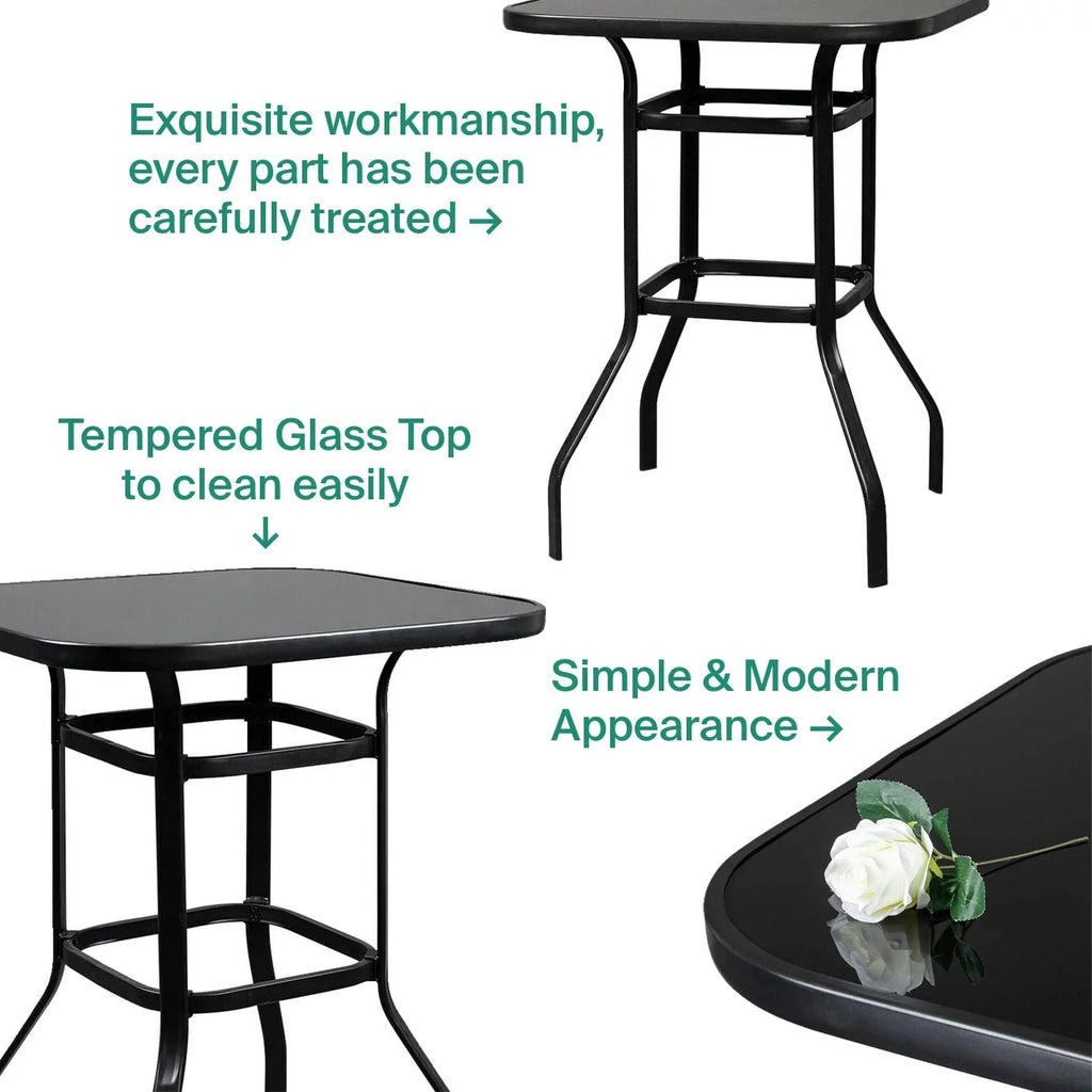 Adonis Sturdy Solid Glass Bar Table For Poolside