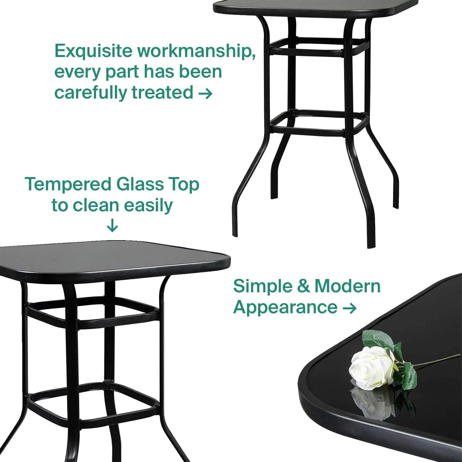 Adonis Sturdy Solid Glass Bar Table For Poolside