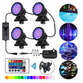 Swimming Pool Lights,DFITO 36 LED RGB Pond Spot Lights Underwater Pool Fountain IP68 4 lights + IR Remote