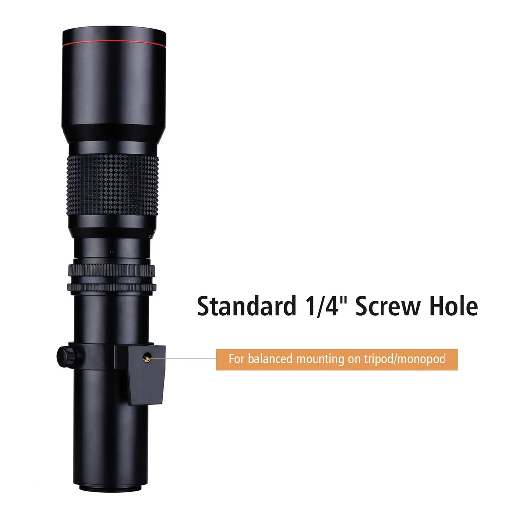 Aibecy 500mm F/8.0-32 Multi Coated Super Telephoto Lens Manual Zoom + T-Mount to NEX E-Mount Adapter Ring Kit Replacement Sony A9 A7 A7R A7S A5000 A6000 A6500 NEX-7 NEX-5 NEX-6 Cameras