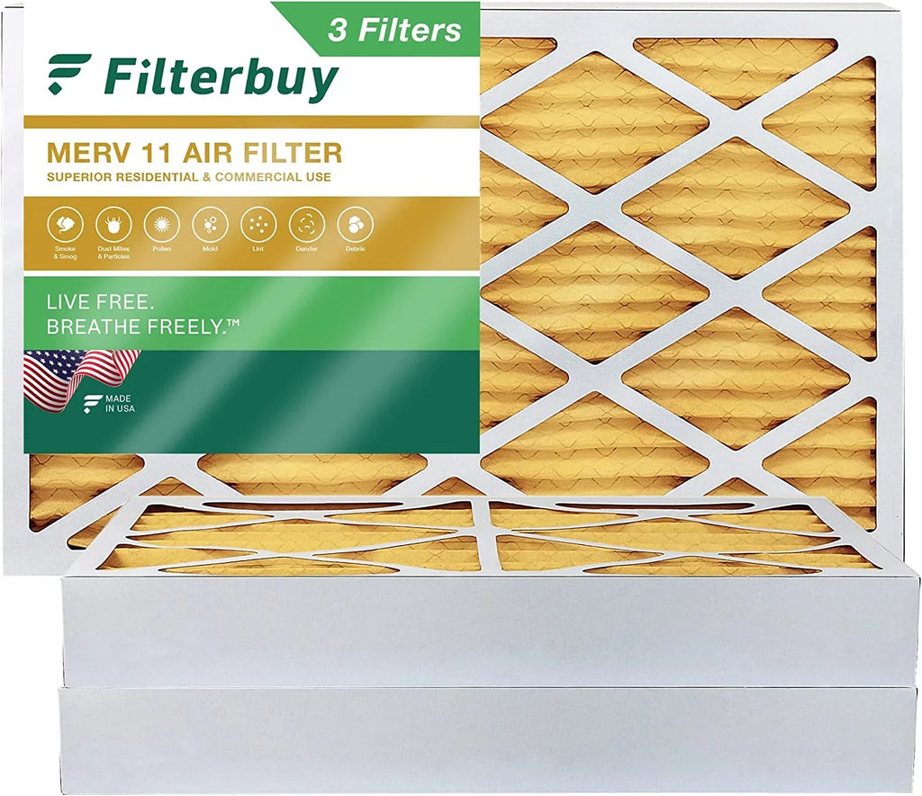 Filterbuy 16x30x4 MERV 11 Pleated HVAC AC Furnace Air Filters (3-Pack)