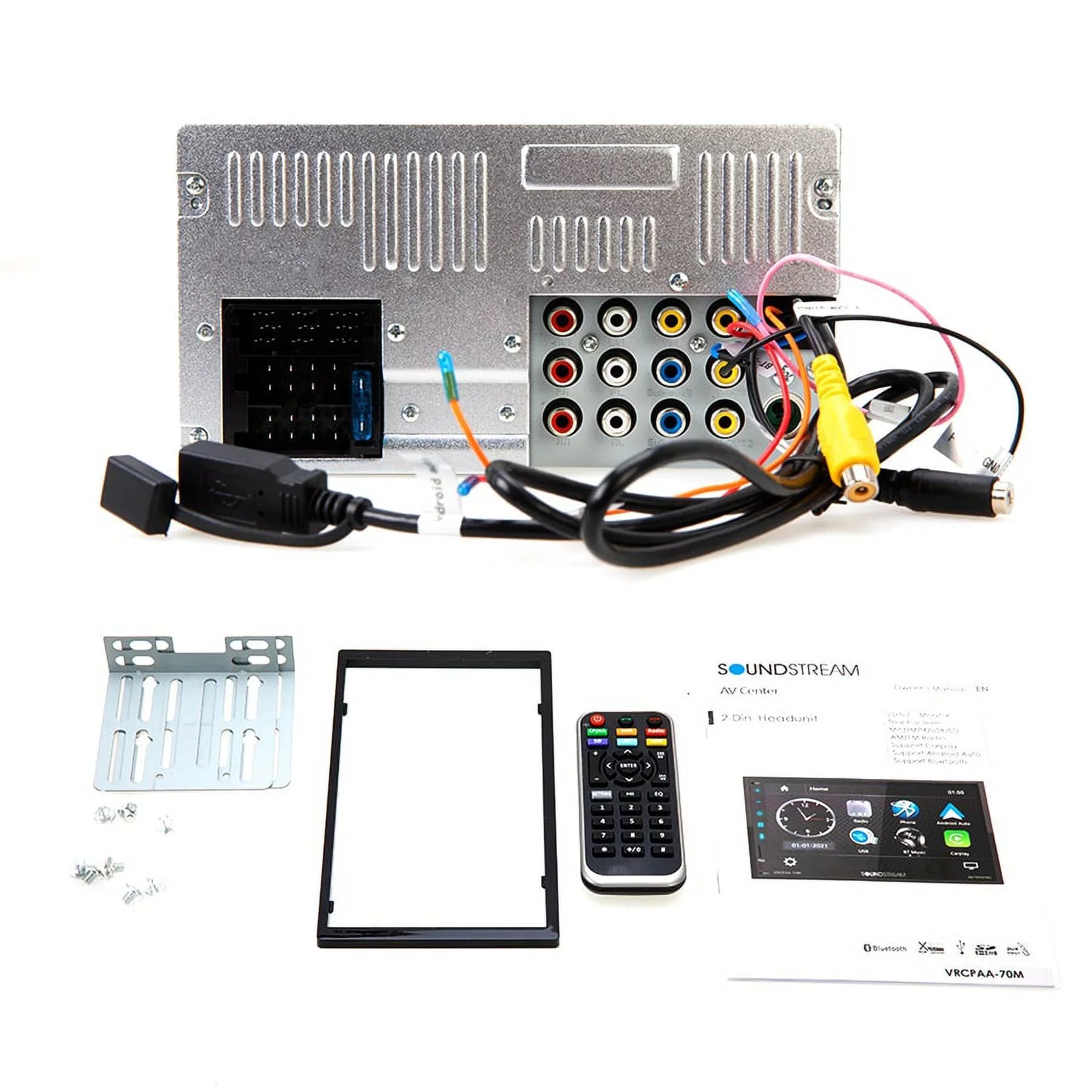 Soundstream VRCPAA-70M 7" Double DIN Bluetooth Apple CarPlay & Android +Camera Silver