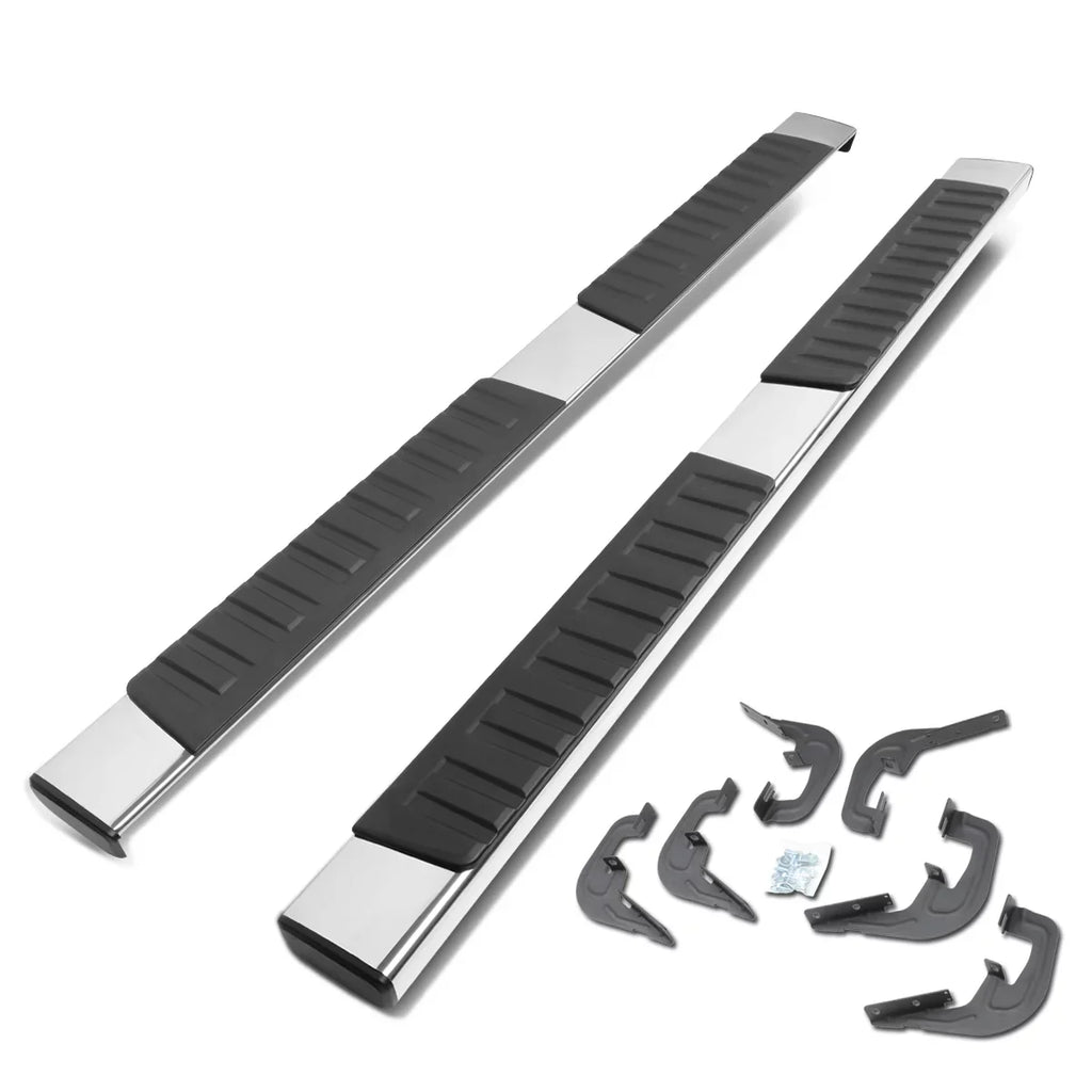 DNA Motoring STEPB-ZTL-8017 2007 to 2019 Chevy Silverado/GMC Sierra 1500 2500HD 3500HD Crew Cab Stainless Steel 6" Side Step Nerf Bar Running Board