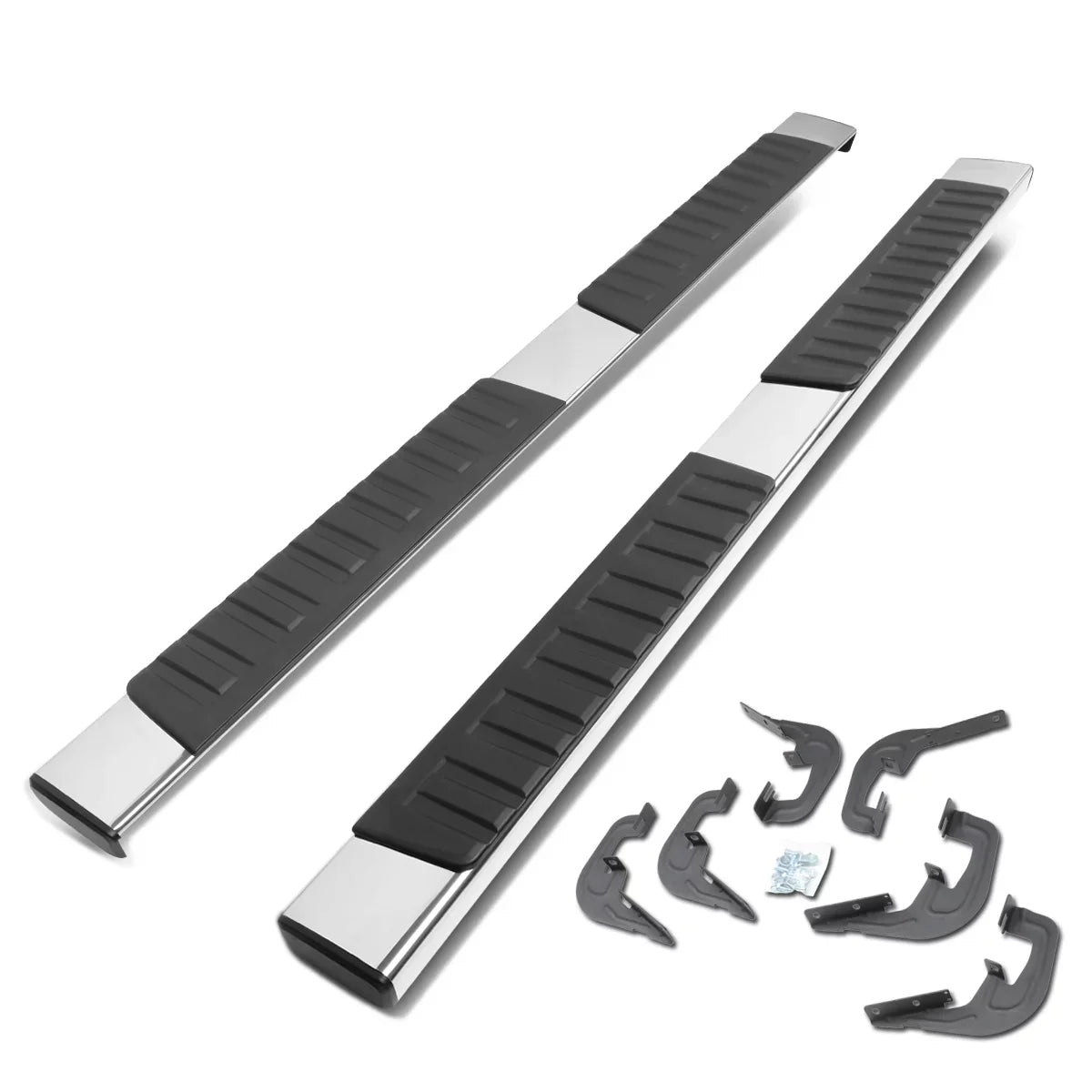 DNA Motoring STEPB-ZTL-8017 2007 to 2019 Chevy Silverado/GMC Sierra 1500 2500HD 3500HD Crew Cab Stainless Steel 6" Side Step Nerf Bar Running Board