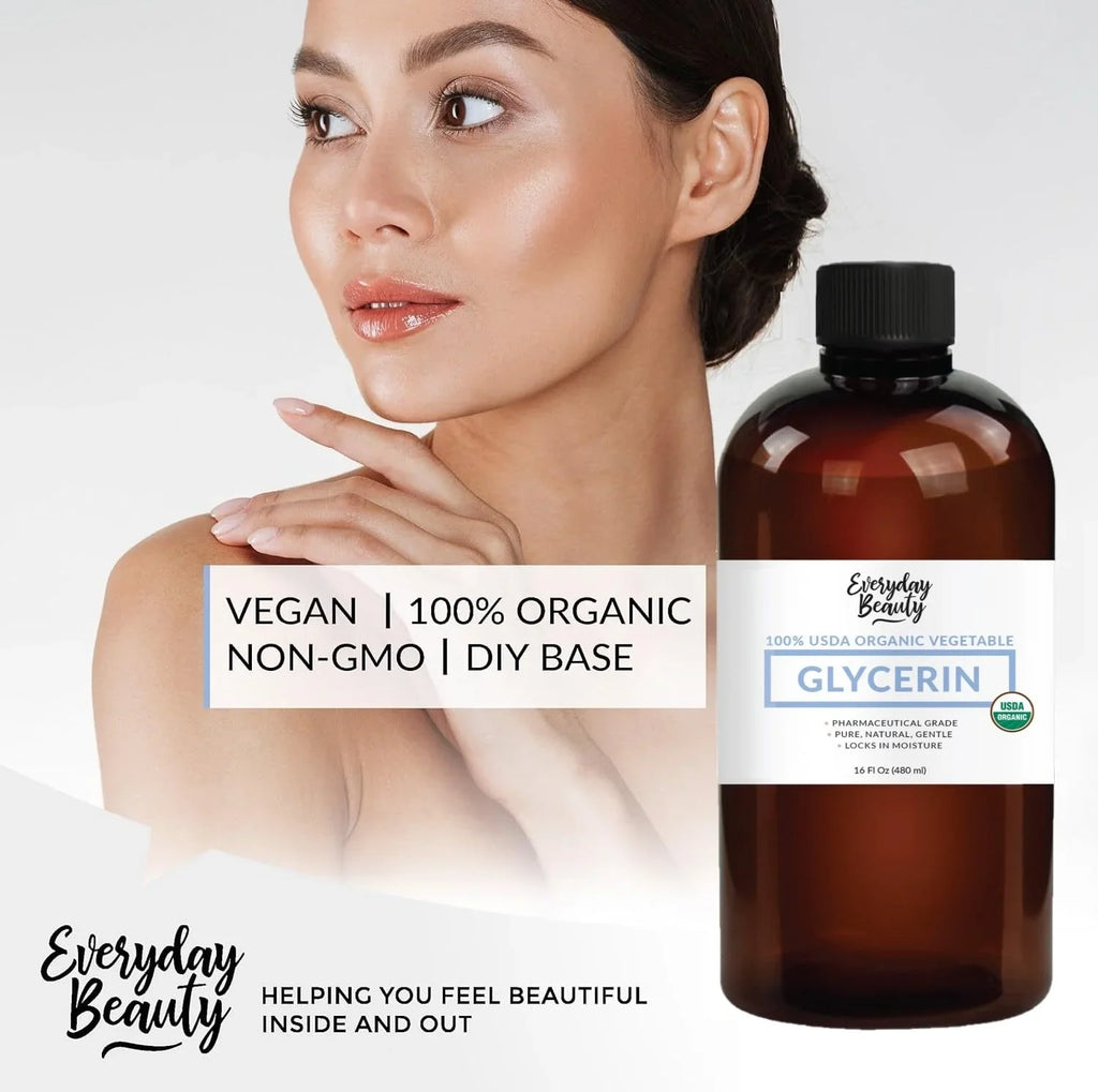 100% Organic Glycerin – USDA Certified - Perfect DIY Beauty Products, Crafts, and Formulations – Derived From Coconut – Skin and Hair Moisturizer Deep Hydration – 16 Fl Oz