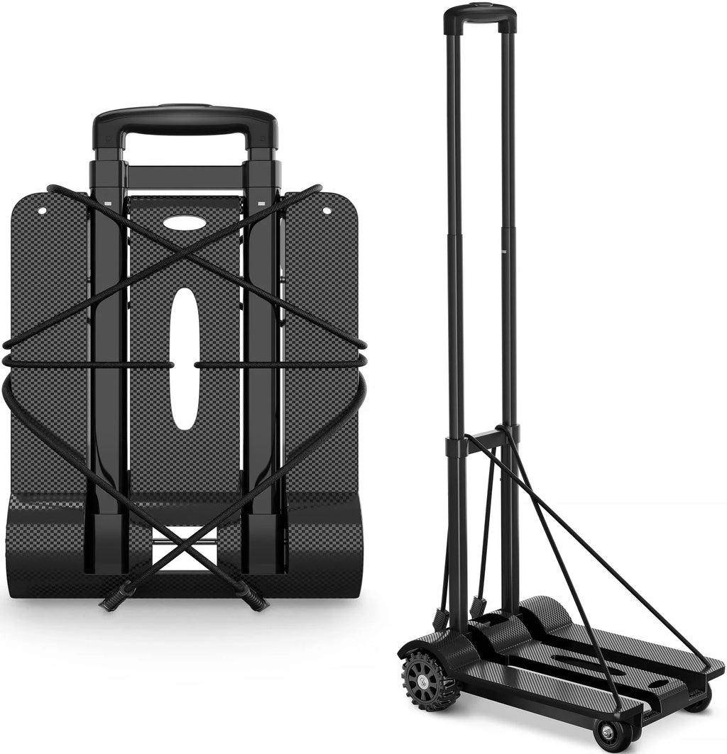 siisll Big Capacity Heavy Duty Folding Hand Truck Luggage Cart Moving Lightweight Utility Cart Luggage Folding Cart with Wheels Collapsible Platm Cart Home, Office and Travel Use. Black