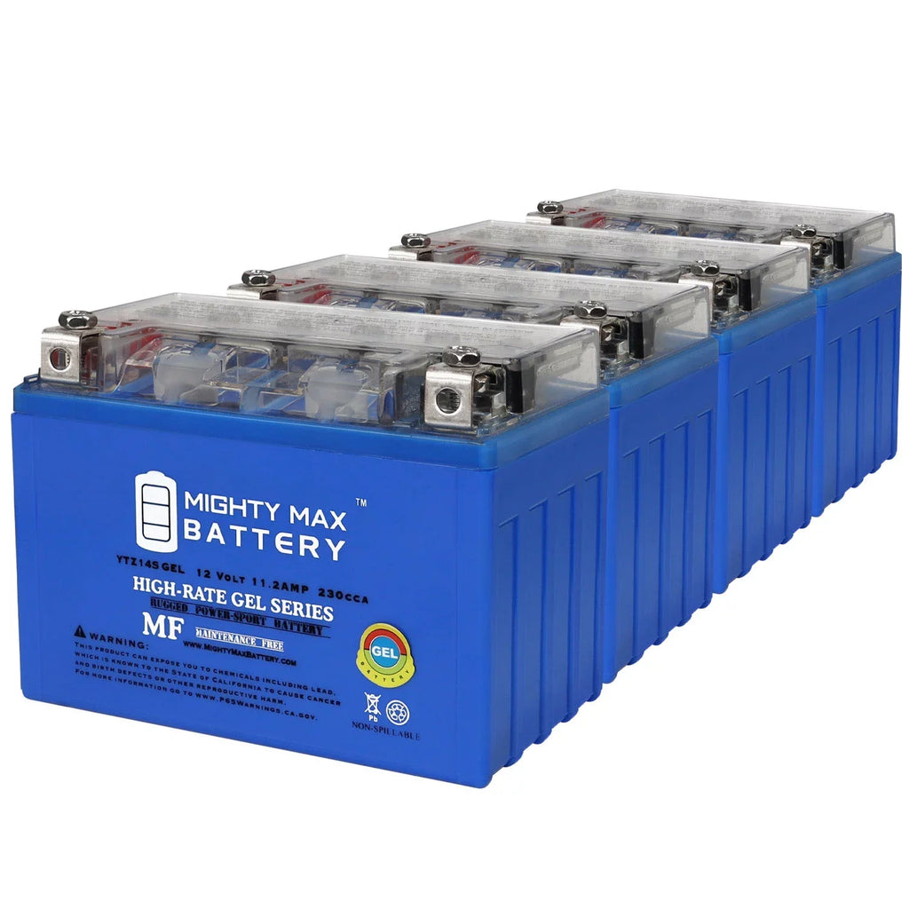 YTZ14SGEL 12V 11.2AH Replacement Battery Matching with Honda 750 RS Phantom 10-18 - 4 Pack
