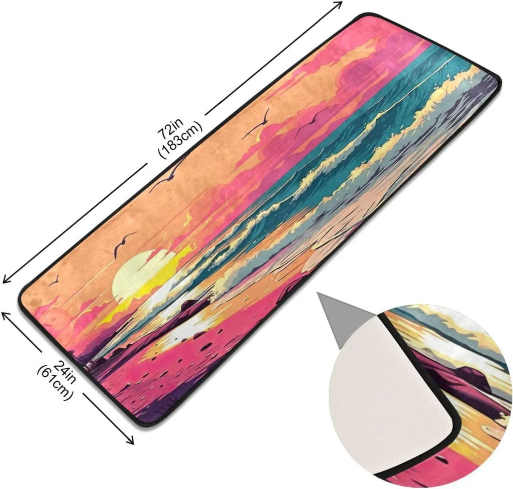 Coolnut Ocean Waves Non-Slip Runner Rug Area Rug Washable Rectangle Rug Bedroom Living Room Bathroom Hallways 72x24 Inches#10 Home Decor
