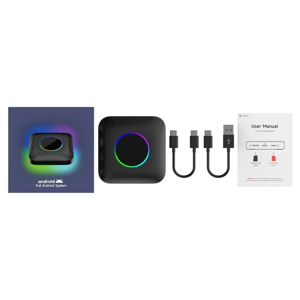 Carlinkit Ai Box Android 13 Led Wireless Android Auto & Apple CarPlay Smart Tv Box QCM6225 For Youtube Netflix Car Accessories