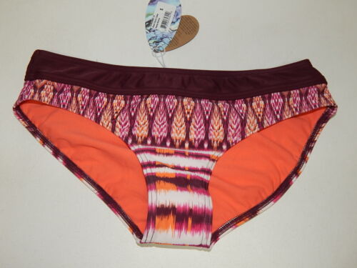 prAna Ramba Size Small (S) Hipster Mid Rise Bikini Bottoms Black Cherry Izabal