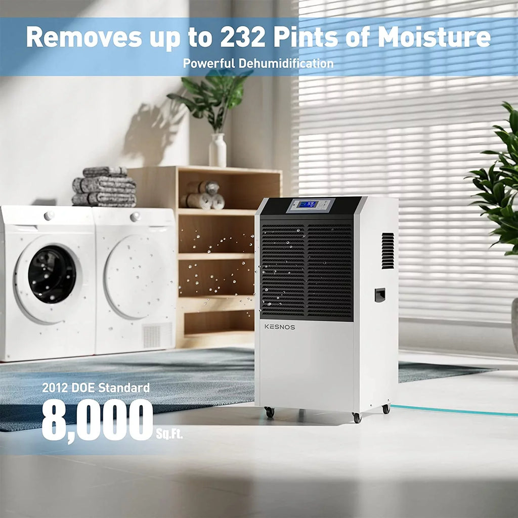 Kesnos 232 Pint Commercial Dehumidifier Basements with Drain Hose in Area up to 8000 Sq. Ft, Large Industrial Dehumidifier Moisture Removal
