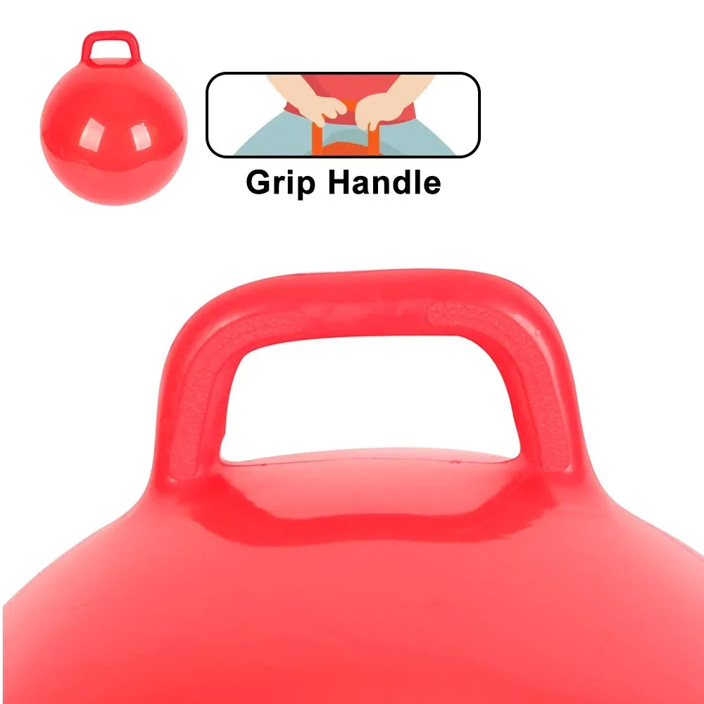 Pure Color Inflatable Bouncing Ball Kids Jumping Hop Ball with Handle Adults Children Exercise Toy
