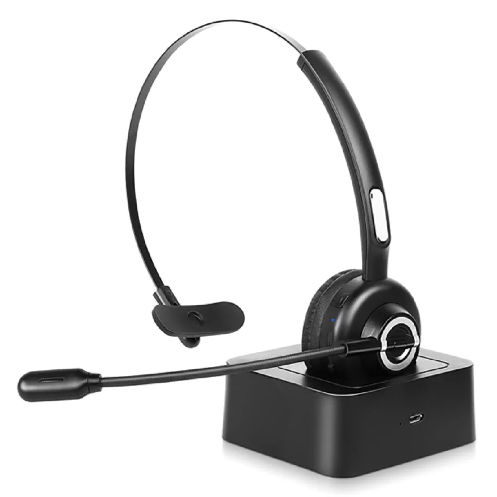 Comtable Bluetooth Headset, UX-M97 Wireless Headset with Microphone, Wireless Cell Phone Headset with Noise Isolation Mic Charging Base Mute Function 20 lite With Charging Dock