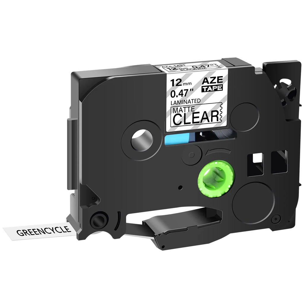 GREENCYCLE 30PK Brother P-touch Black on Matte Clear 12mm 0.47" TZe-M31 TZ-M31 TZM31 TZeM31 Laminated Label Tape