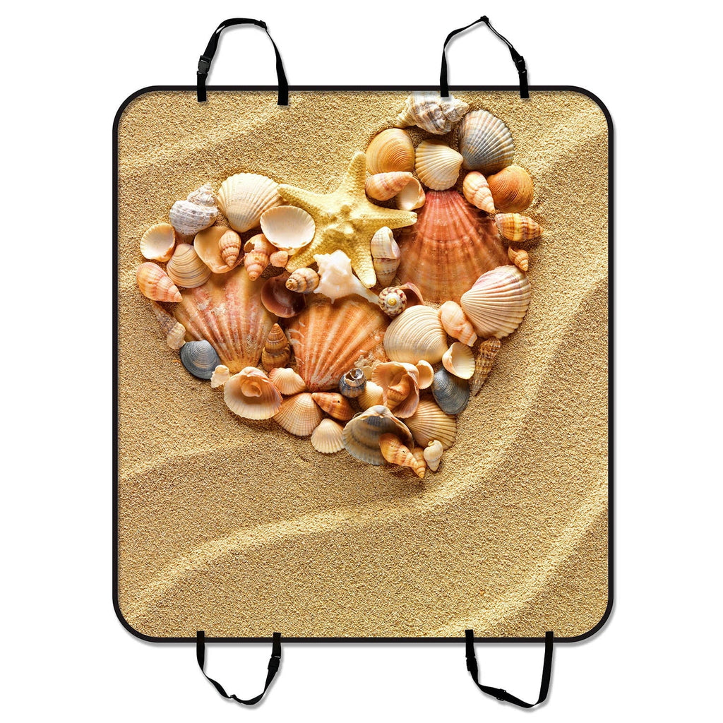 GCKG Made Love Heart Of Sea Shells Starfish Beach Pet Car Seat Protection Dog Car Seat Mat Hammock Cargo Mat Trunk Mat For Cars Trucks and SUV 54x60 inches