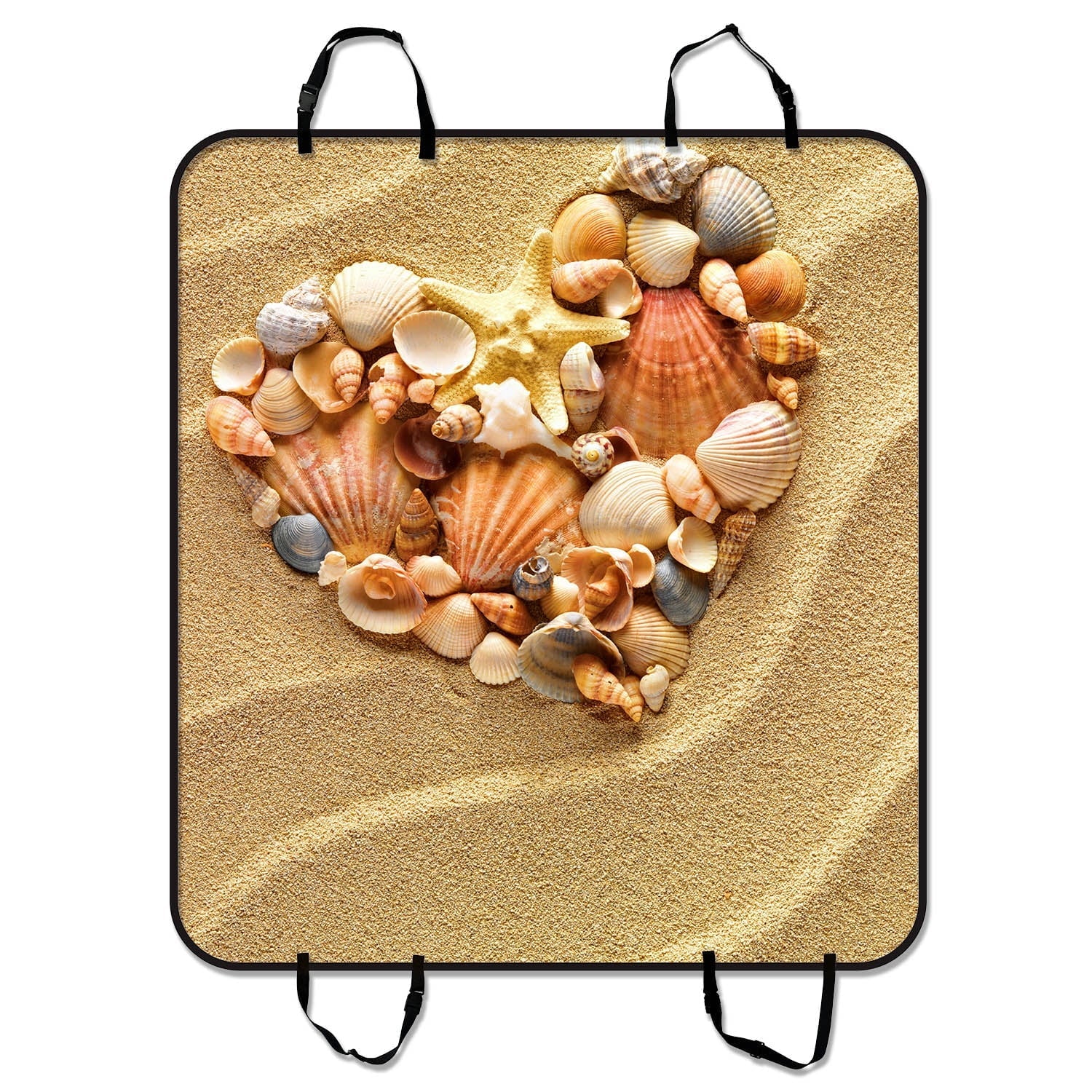 GCKG Made Love Heart Of Sea Shells Starfish Beach Pet Car Seat Protection Dog Car Seat Mat Hammock Cargo Mat Trunk Mat For Cars Trucks and SUV 54x60 inches