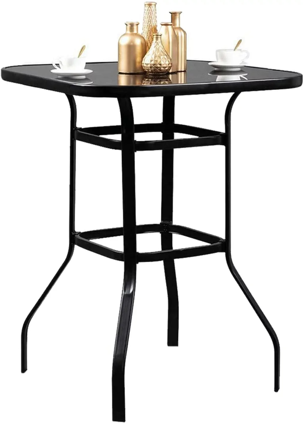 Adonis Sturdy Solid Glass Bar Table For Poolside