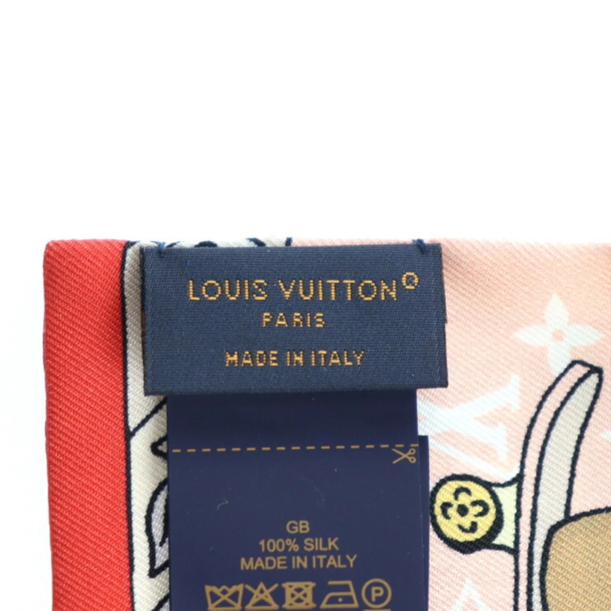 Pre-Owned LOUIS VUITTON Bandeau Hide and Seek Vivienne Monogram Scarf M77780 Silk Rose Multicolor Ribbon Vuitton (Like New)