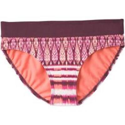 prAna Ramba Size Small (S) Hipster Mid Rise Bikini Bottoms Black Cherry Izabal