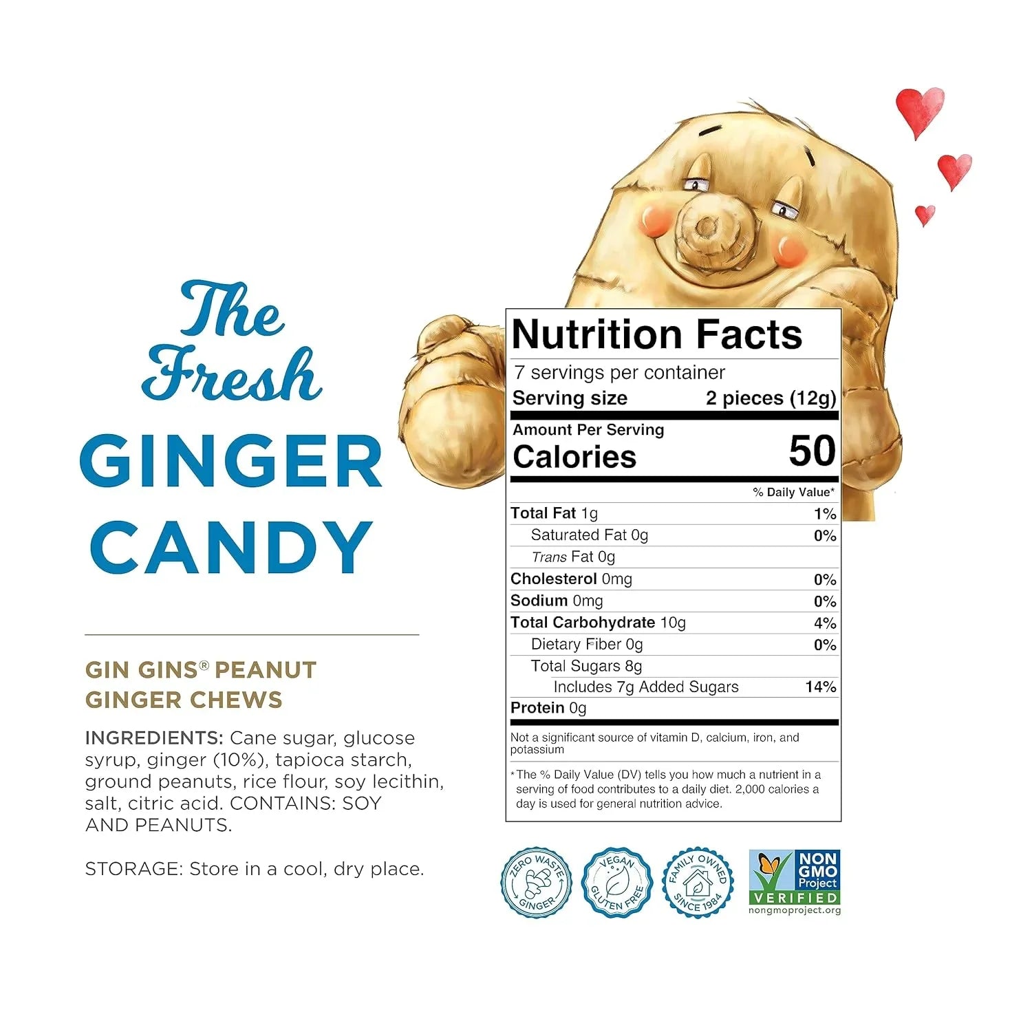 GIN GINS Chew Candy By – Individually Wrapped Healthy Candy – 3 Oz Bag – Pack Of 24