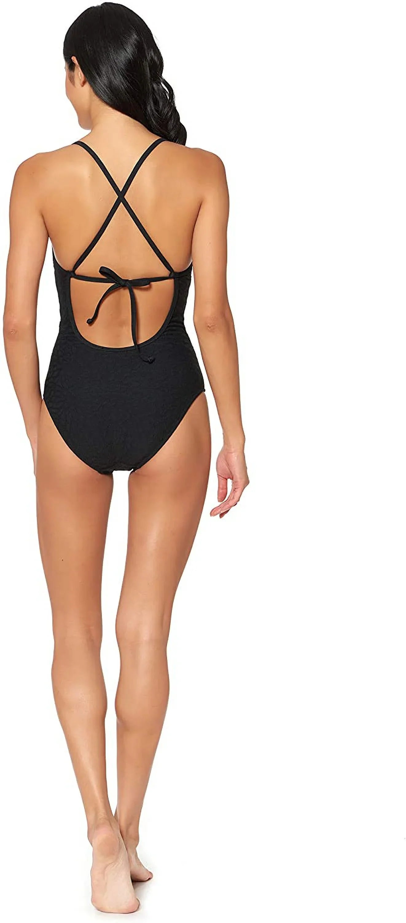 Jessica Simpson BLACK Rose Bay Textured One-Piece Swimsuit, US Small