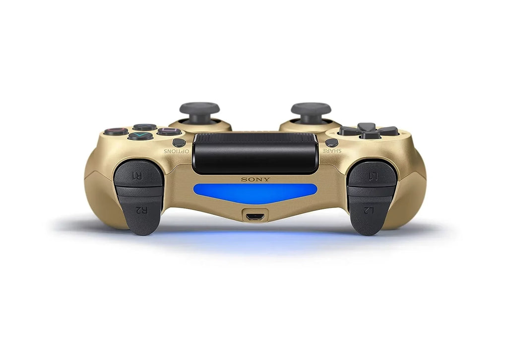 Sony Dual Shock Gold Gaming Controller For PS4 Console + Wired Earbuds BOLT AXTION Bundle Like New