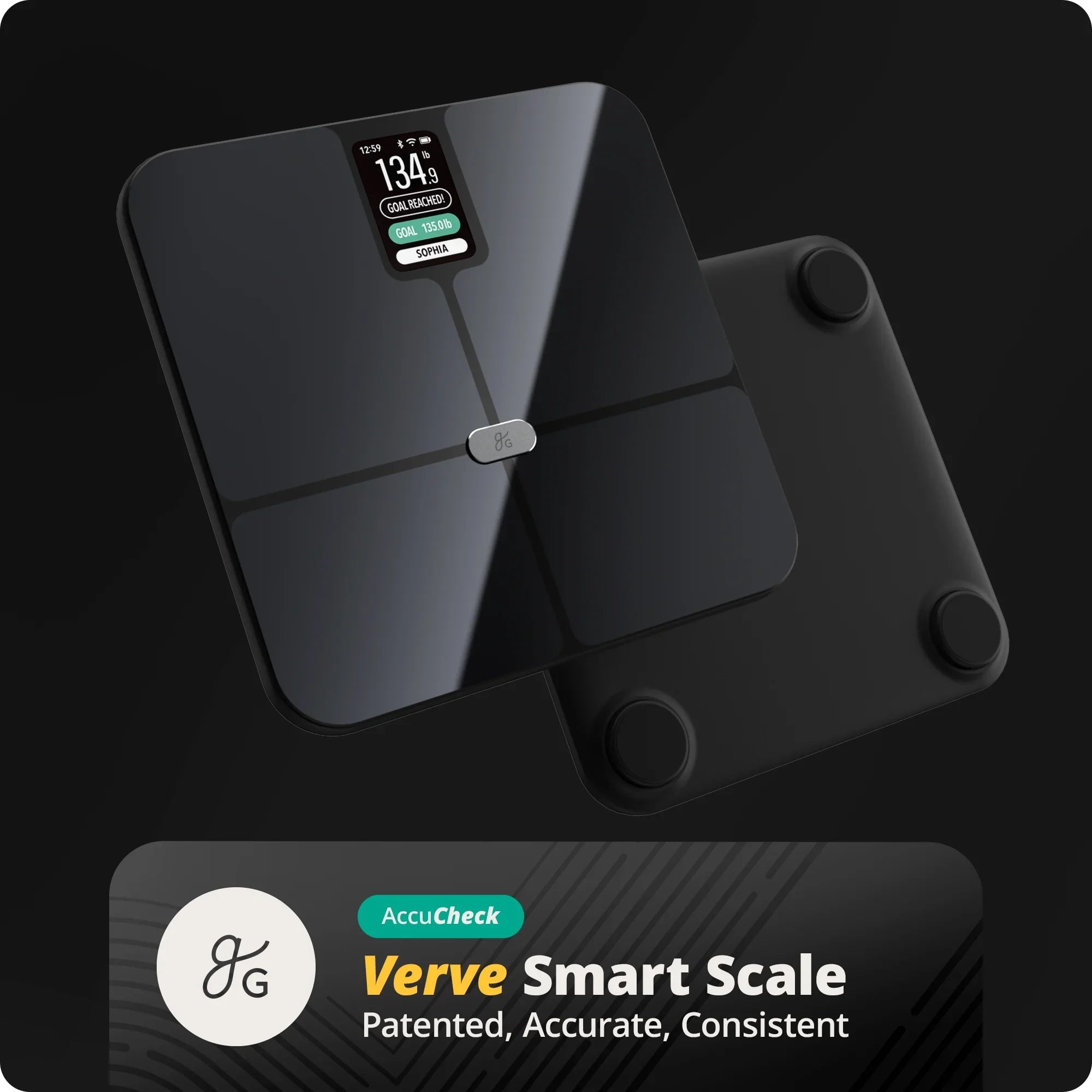 Top-notch Goods Verve Digital Smart Bathroom Scale, Bluetooth and WiFi Enabled Featuring AccuCheck and SwiftSync, 10 User Profiles with Free Tracking App