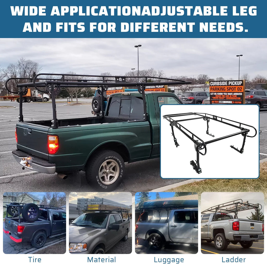 HECASA 60" Over-Cab Truck Rack 1000 Lbs Adjustable Truck Ladder Rack Pickup Lumber Utility Kayak Rack Full Size