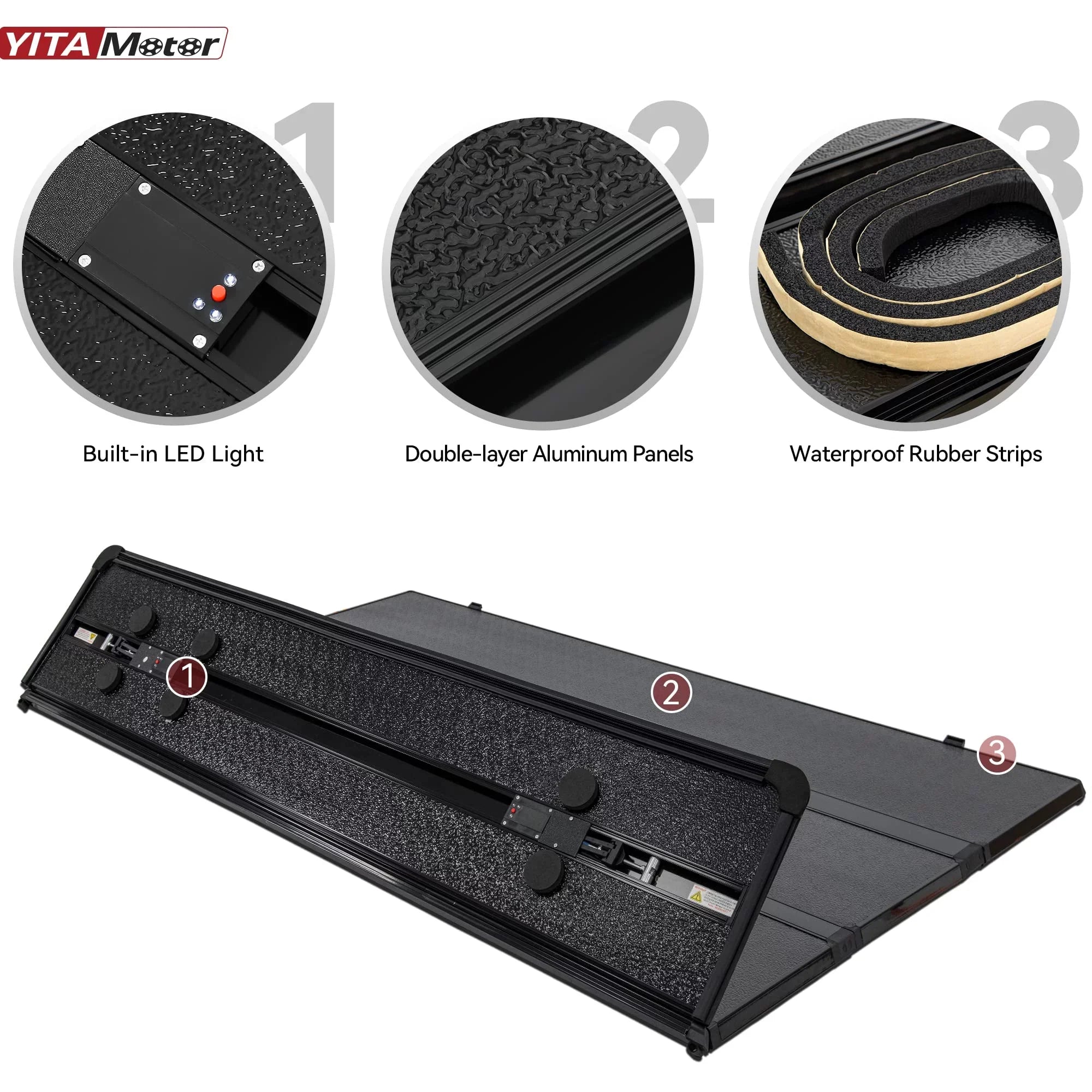 Ledkingdomus 8 ft 96.3" Bed Tonneau Shield Soft Quad-Fold 2002-2023 Dodge Ram 1500 2500 3500