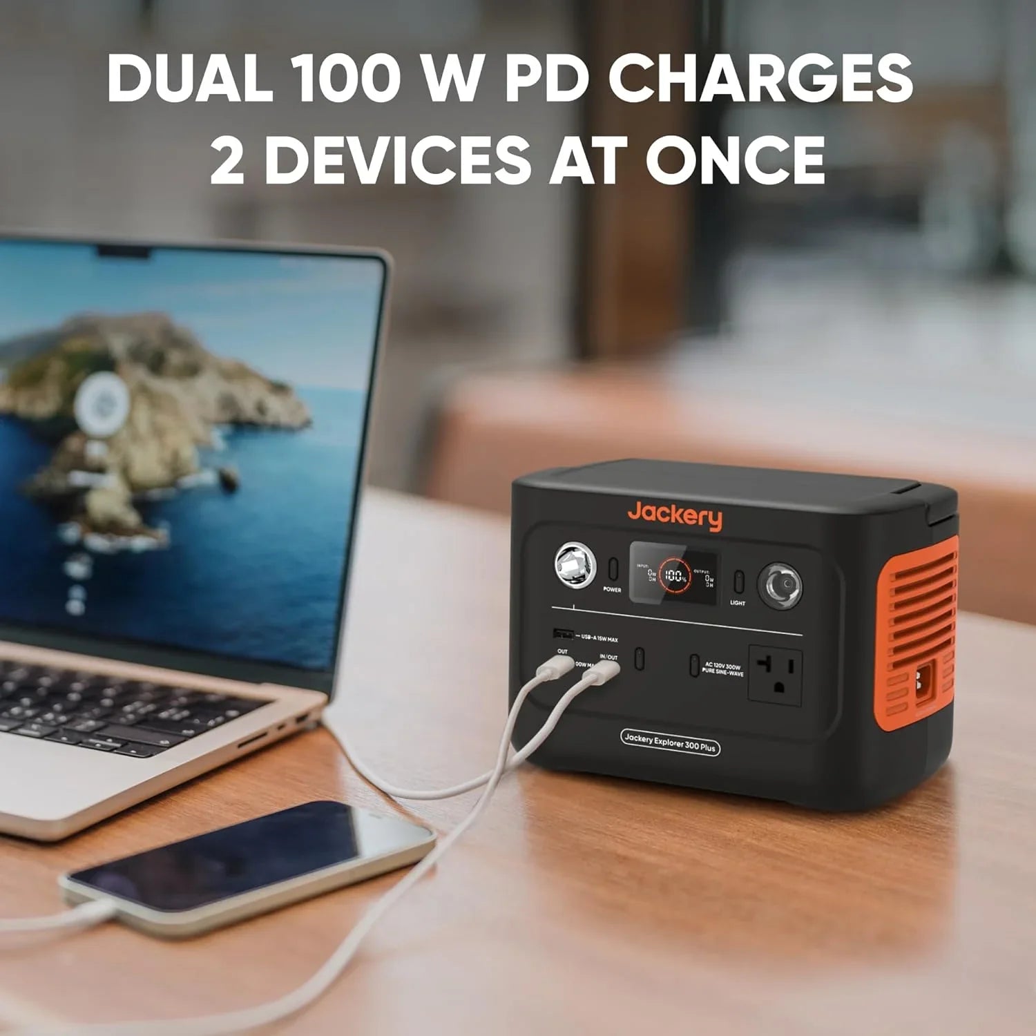 Jackery Explorer 300 Plus Portable Power Station, 288Wh Backup LiFePO4 Battery, 300W AC Outlet, 3.75 KG Solar Generator RV, Outdoors, Camping, Traveling, and Emergencies