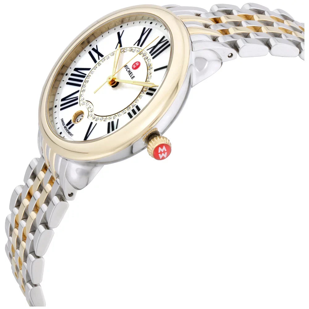 Michele Serein Mid 46 Diamonds Mother of Pearl 2-Tone Women's Watch MWW21B000015