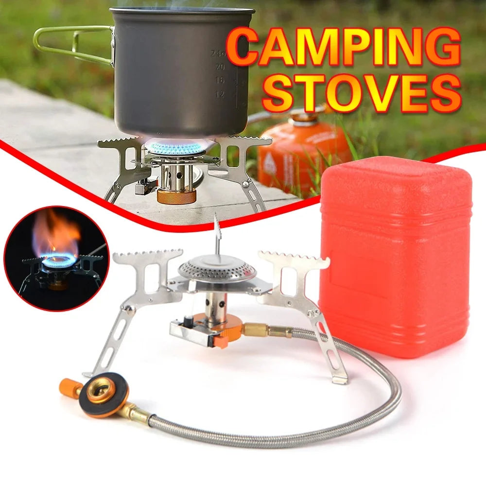 Camping Gas Stove, Folding Mini Pocket Stove Camping Gas Stove Split Stove, Silver